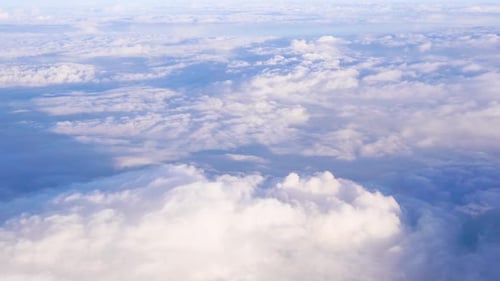 Bright and beautiful blue sky landscape background, higher fluffy movement clouds layer by layer, am