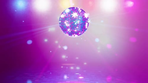 Retro animation. Disco style. Bright lights. Light music.