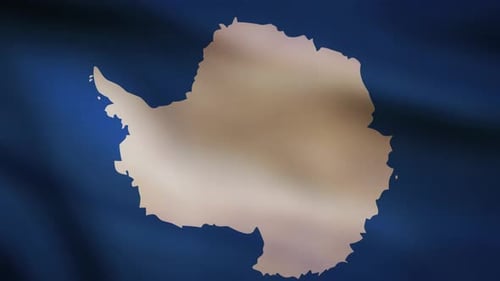 Animated Waving Flag Map of Antarctica Continent