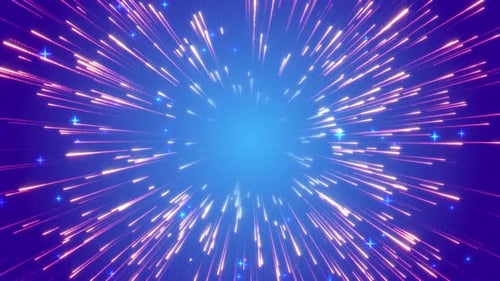 Fond abstrait avec des rayons lumineux de particules d'or sur fond bleu. Lignes lumineuses