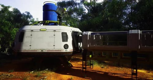 Spacecraft in a Bright Forest Under Daylight