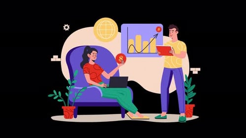 Business Growth Financial Analysis Flat Design Animation