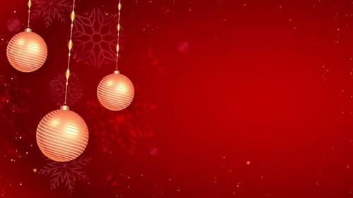 Elegant Christmas Ornaments with Golden Snowflakes on Red Background
