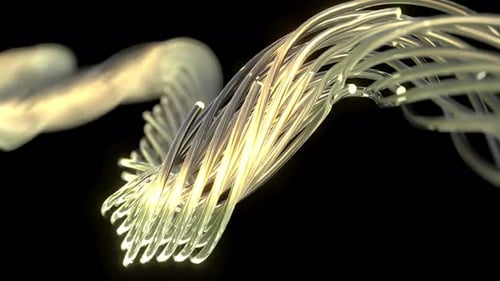 Futuristic Glass Geometric Curve Lines Swirl on Black Bg