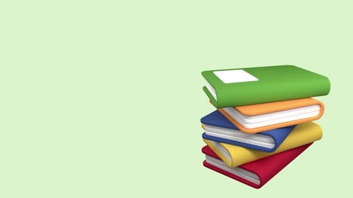 Animated Colorful Stack of 3D Books Swaying