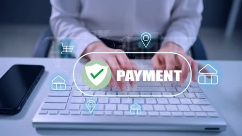 Sicheres Online-Zahlungs- und Digital-Banking-Konzept auf dem Laptop mit Global Financial