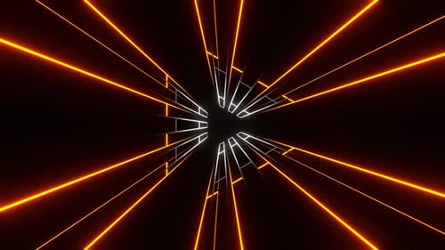 White And Orange Neon Light In Triangular Frame Background Vj Loop In HD
