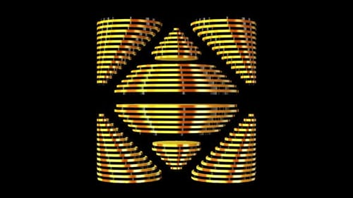 Figur in Schwarz und Gold, Alphakanal, 3D-Renderer, exklusives, einzigartiges Design, Loop-Rotation