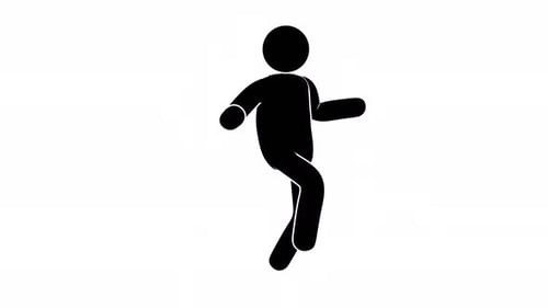 Pictogram man walks stealthily, stepping carefully like a thief.