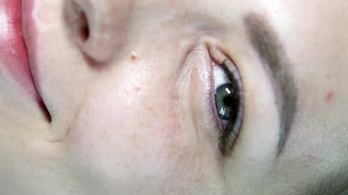 The end result of eyelash extensions in a beauty salon. Beauty industry.