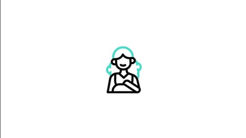 Animated Line Art Woman Icon Reveal in Flat Design