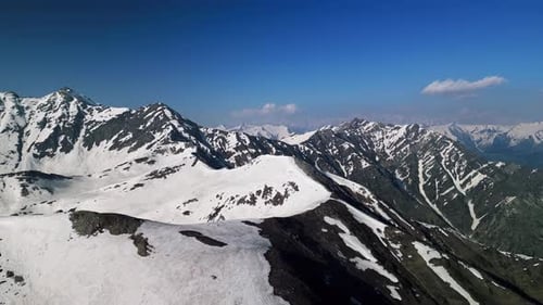 Aerial View of Snow-Capped Mountains on Sunny Day