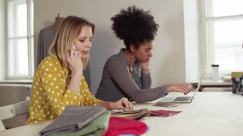 Creative Women With Smartphone In Studio, Startup Business.