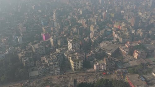 Colorful buildings in densely populated Dhaka city, Bangladesh
