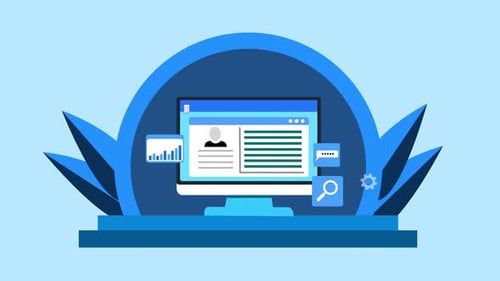 Flat Design Digital Interface with Business and Technology Icons