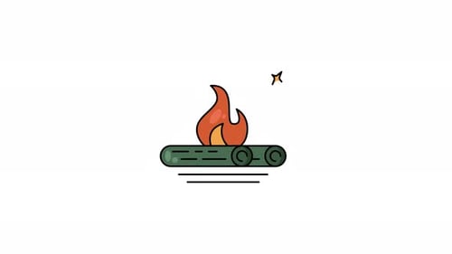 Animiertes Animationsgrafik-Illustrationsdesign mit Lagerfeuer