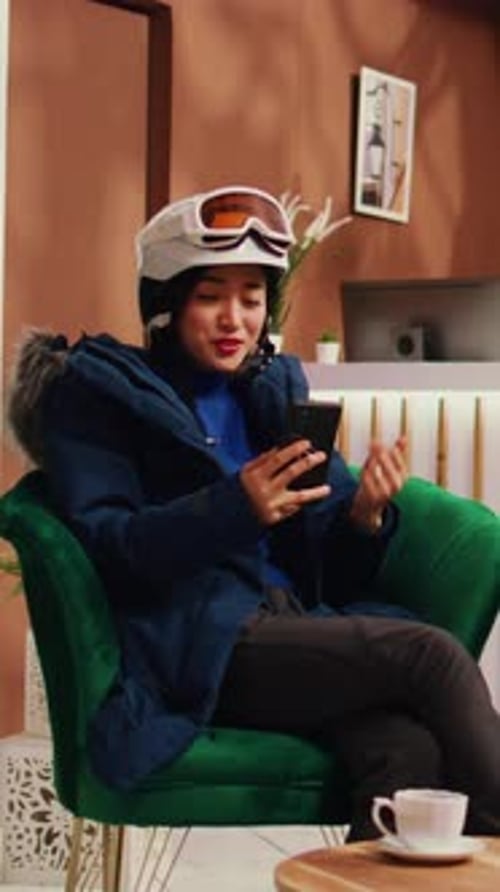 Vertical Video Traveler Texting Messages on Phone