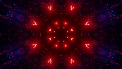 Abstract Futuristic Red and Blue Glowing Light Tunnel Loop