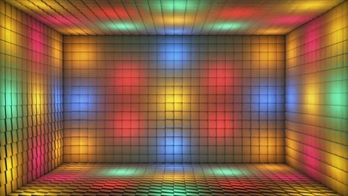Animated Disco Room with Colorful Geometric Light Panels