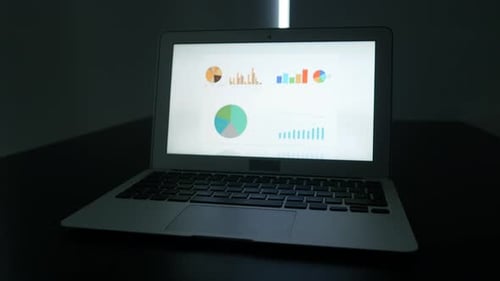 Laptop Displays Financial Charts and Graphs