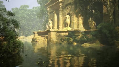 Un paradis caché au bord de la rivière avec des pierres décoratives et une végétation éclatante
