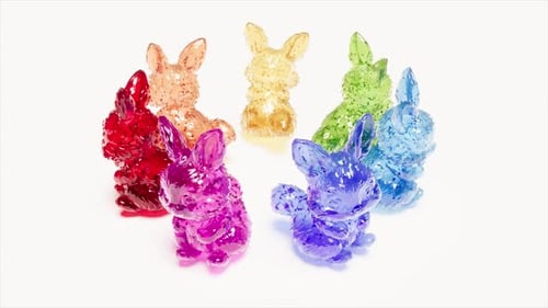Color Glass Rainbow Rabbit Bunny on White Bg Able to Loop Endless