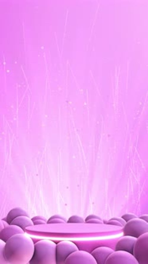 Modern Pink Glowing Podium with Sparkling Particle Animation