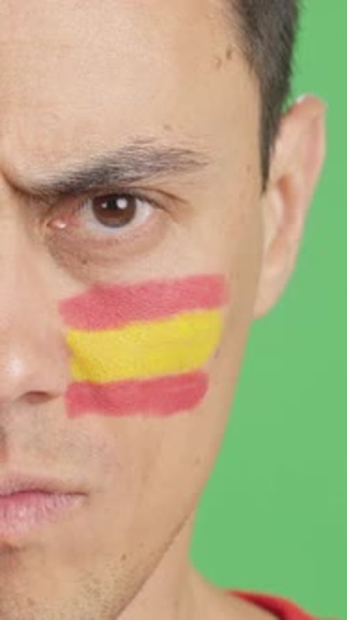 Painted Face Close Up with Green Screen