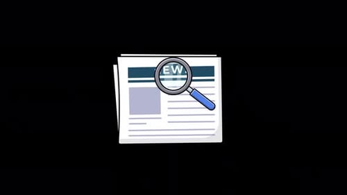 Flat Design News Search Animation with Magnifying Glass