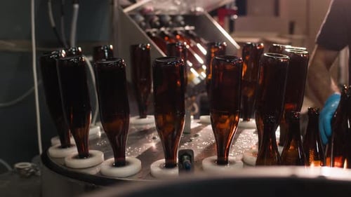 Production Line with Bottles at Cider Manufacturing Plant