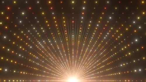 Gorgeous Golden Tunnel Hall of Bright Neon Flashing Strobe Light Dots
