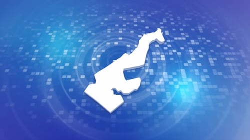 3D Map Outline Reveal on Digital Grid Background