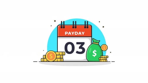 4k Calendar with Gold Coin. Payday Concept Animation Video