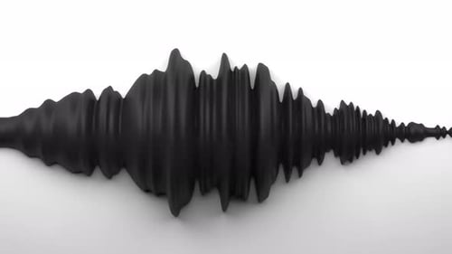 Solid Black Audio Wavefrom on White Background