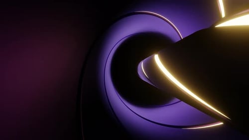 Violetter und gelber neonfarbener Hintergrund mit spiralförmigem Abstieg, VJ Loop, 4K