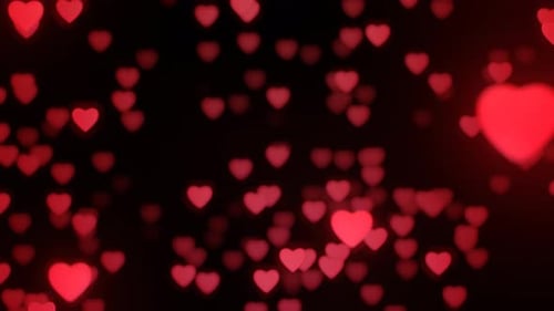 Glowing Red Hearts Bokeh Background Loop