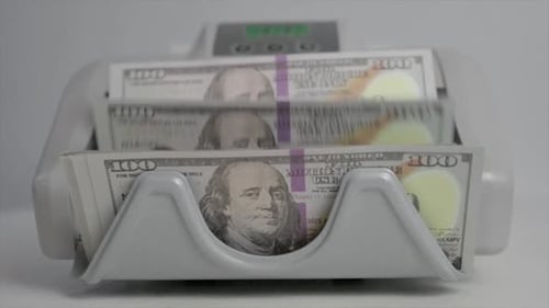 Money Counter Machine Counting Hundred Dollar Bills