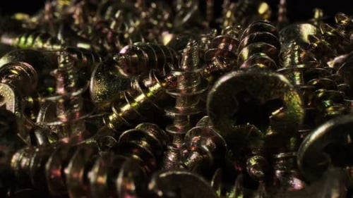 Close Up of Screws Piled on Top of Each Other