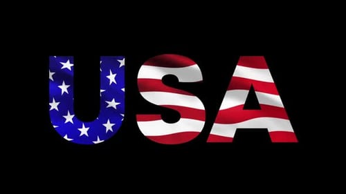 USA Flag Waving Text Patriotic Loop Animation