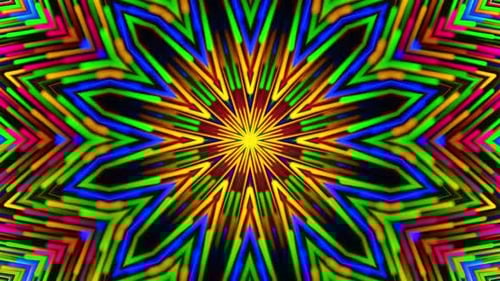 Vibrant, dynamic abstract geometric explosion of color and light