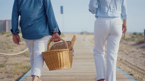 senior couple spending time on the beach