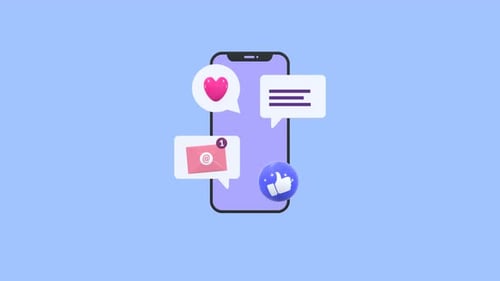 Animated Smartphone with Social Media Notification Icons