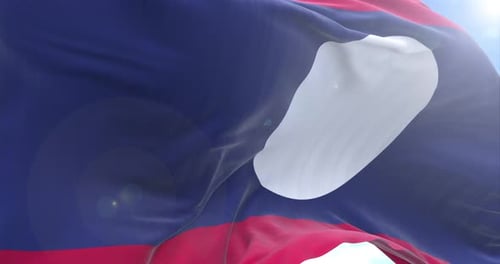 Laos Flag Waving And Rotating Camera 4K