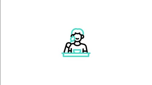 Animated Flat Design Icon of Person Eating