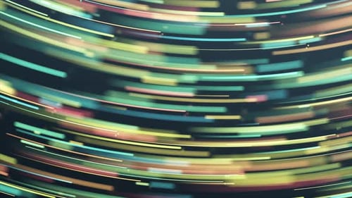 Collection Nano : élément de transition animé sans boucle composé de lignes floues multicolores dégradées en rotation