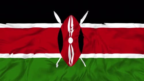 Realistic Waving Flag of Kenya Animation with Maasai Shield