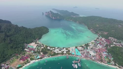 Aerial view of iconic Phi Phi island, Thailand