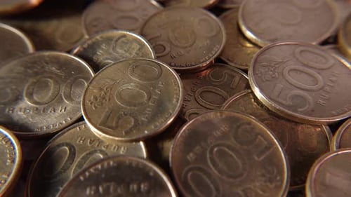 Pile of Golden Coins Close Up