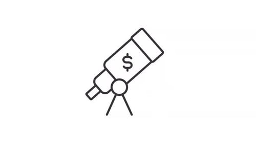 Animated Financial Outlook Telescope Line Icon