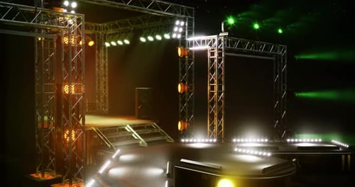 Dynamic 3D Stage with Moving Spotlights and Changing Colors